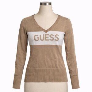 Vintage Y2K  Guess Logo V-Neck Knit Sweater